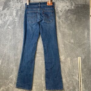 Levi’s Slimming Bootcut Dark Wash Denim Jeans Women’s 27 W 31 L Fading Stretchy